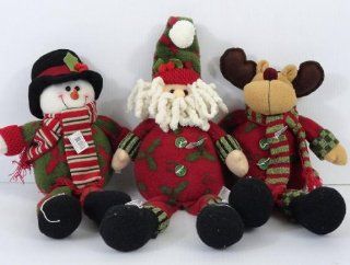 Christmas Decor 3 Pc 16" Inch Stuffed Fabric Santa Snowman Raindeer With Dangling Legs Model SD83290A C SC SD83290A C S SD83290A C R  