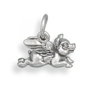 MMA Silver   Oxidized Flying Pig Charm Jewelry