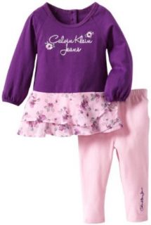 Calvin Klein Baby Girls Infant Comfort Pink Tunic With Leggings, Purple, 12 Months Clothing