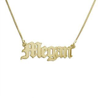 Durable 14k Gold Old English Style Necklace with Name Jewelry