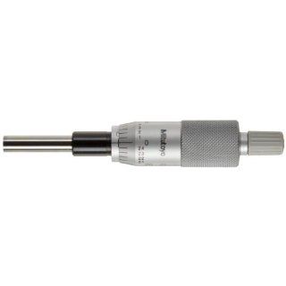 Mitutoyo 150 208 Micrometer Head, Middle Size, 0 1" Range, 0.001" Graduation, +/ 0.0001" Accuracy, Ratchet Stop Thimble, Flat Face