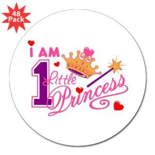 3" Lapel Sticker (48 Pack) I Am One Little Princess with Crown Wand and Hearts 