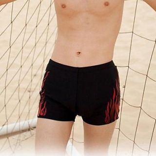Mens Bedazzling Flame Nylon and Spandex Swimming Trunks