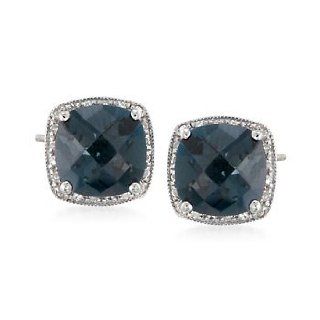 3.36 ct. t.w. London Blue Topaz and .16 ct. t.w. Diamond Earrings Jewelry