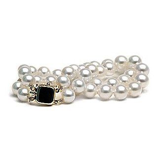 Double Strand Freshwater Pearl Bracelet, AA+ or AAA Quality White Gold Jewelry