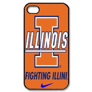 Custom Design ZH 4 Sports NCAA Illinois Fighting Illini Black Print Hard Shell Case for iPhone 4/iPhone 4S Cell Phones & Accessories