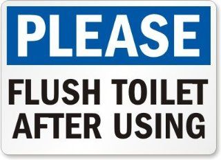 Please Flush Toilet After Using Label, 10" x 7"  Yard Signs  Patio, Lawn & Garden