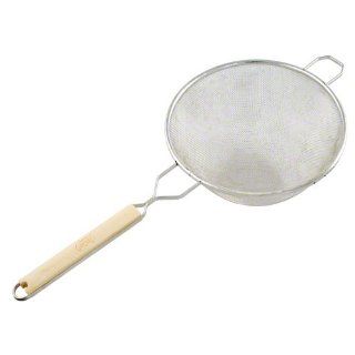 Tablecraft 89 Tinned Strainer with Wooden Handle, Single Medium Mesh, 10 1/4 Inch Kitchen & Dining