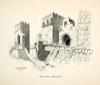 1924 Print Citadel Jerusalem Architecture Historic Tower David Benton Fletcher   Original Halftone Print  