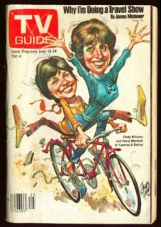 TV GUIDE Laverne & Shirley Jack Davis Michener's World 6/18 1977 Entertainment Collectibles