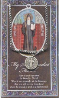 St Benedict Medal with Prayer Pamphlet   Genuine Pewter  Home And Garden Products  