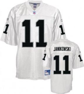 Sebastian Janikowski White Reebok NFL Replica Oakland Raiders Jersey   Large  Sports Fan Jerseys  Clothing