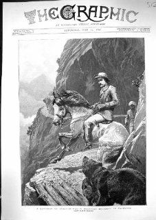 Antique Print of 1892 John Charlton Fine Art Mountain Scene Cashmere Man Horse Wild Bear  