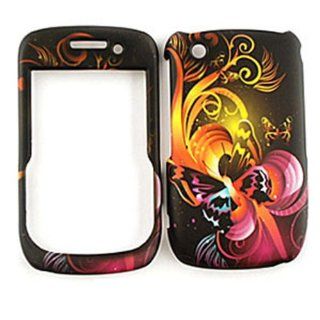 CELL PHONE CASE COVER FOR BLACKBERRY CURVE 8520 8530 9300 TWO BUTTERFLIES ON BLACK Cell Phones & Accessories