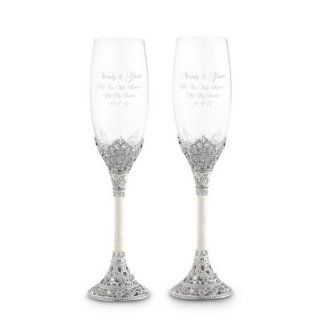 Fifth Avenue Engraved Wedding Toasting Flutes Kitchen & Dining