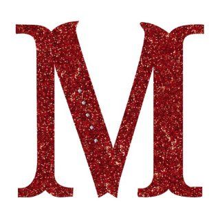 Grasslands Road 6 1/2 Inch Glitter Red Monogram Initial Ornament with Metallic Red Cord Hanger, Letter M   Christmas Ornaments
