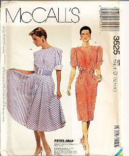 McCalls 3525 Dress with Flare Skirt or Pencil Skirt, Belt Sizes 10 to 14 Petite able Vintage  Other Products  