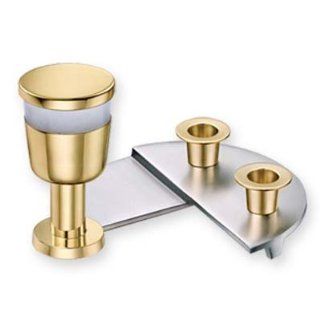 Kiddish Cut By Binstead (Artist). Brass with Silver and Gold Plated Shabbat Kiddush and Candle Sticks Set, Renowned Artits Anthony Binstead Design, Gold Plated and Frosted Glass Kiddush Cup, and Candle Holder on Silver Three Quarter Stepped Base for Shabba