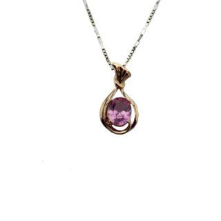 Jade Angel 18K Rose Gold Plated 925 Silver Oval Created Ruby Pendant Colr Red Jewelry
