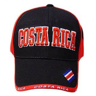 COSTA RICA RED BLACK BASEBALL CAP HAT EMBROIDERED ADJ  Sports Fan Baseball Caps  Sports & Outdoors