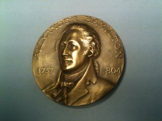 RARE    Circa 1926 Alexander Hamilton Bronze Commemorative 222.2 Grams (Almost Half a Pound) 