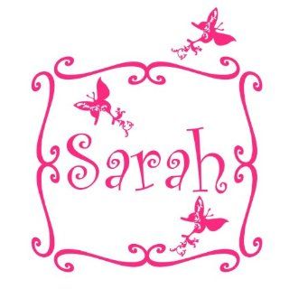Customized Name Wall Decal Sticker with Beautiful Swirly Frame and Butterflies Vinyl Decals Look Almost Painted On   Wall Decor Stickers