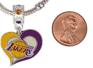 Los Angeles Lakers Charm with Connector Will Fit Pandora, Troll, Biagi and More. Can Also Be Worn As a Pendant.  Sports Fan Charms  Sports & Outdoors