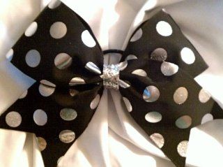 Cheer BOW   Black with Silver Metallic Dots on Black Grosgrain Ribbon   3 Inch Wide   Full Cheer BOW with Silver Glitter Center      Check Out My Other Bows Also.bulk Team Order Also Availablecontact Me for Details **** This Item CAN Also Be Done As a Matc