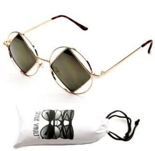 V117 vp Tiny Small 1 1/2" Lens Round Sunglasses (OBS Round Black Silver, uv400) Clothing