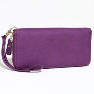 Dasein Women's Fashion Zip Around Wallet w/ Detachable Wristlet Strap   Purple Shoes