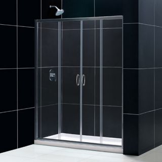 Dreamline DL6962R04CL Frameless Shower Door, 34 by 60 Visions Sliding amp; SlimLine Single Threshold Base Right Hand Drain