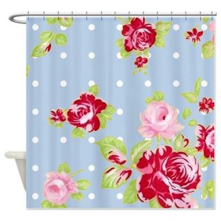  Roses On Blue Shower Curtain