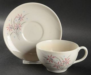 Syracuse Flame Lily Flat Cup & Saucer Set, Fine China Dinnerware   Carefree Line