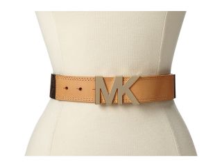 MICHAEL Michael Kors 38mm MK Pvc Logo Belt with/ Veg Tabs Womens Belts (Brown)