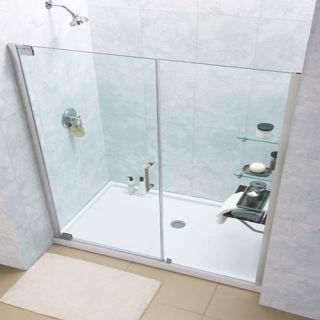 Dreamline DL6205R04CL Frameless Shower Door, 34 by 60 Elegance Pivot amp; SlimLine Single Threshold Base Right Hand Drain