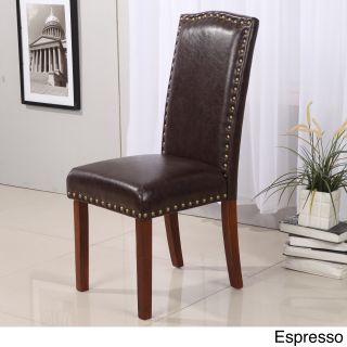 Castillian Collection Faux Leather Nailhead Trim Parson Chair (set Of 2)