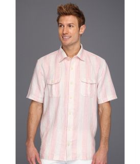 Tommy Bahama Palmas Stripe Camp Shirt Mens Short Sleeve Button Up (Gray)