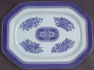 Spode Fitzhugh Blue 14 Oval Serving Platter, Fine China Dinnerware   Blue Band,