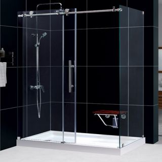 Dreamline SHEN613460007 Shower Enclosure, 34 1/2 by 60 3/8 EnigmaX Fully Frameless Sliding, Clear 3/8 Glass Brushed Stainless Steel