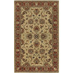 Hand tufted Coliseum Beige/red Traditional Border Wool Rug (6 X 9 Oval)