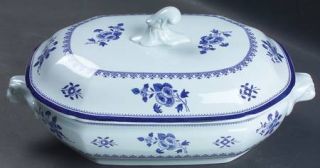 Spode Gloucester Blue (No Trim) Oval Covered Vegetable, Fine China Dinnerware  