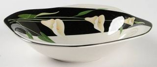 Sango Black Lilies (Quadrille) Coupe Soup Bowl, Fine China Dinnerware   Quadrill