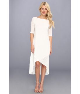 Three Dots 3/4 Sleeve Layered High Low Dress Womens Dress (White)