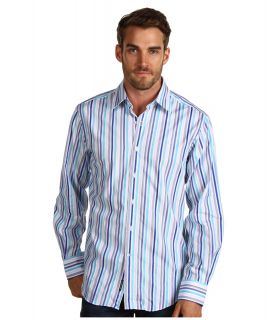 Report Collection L/S Stripe With Dot Combo Mens Long Sleeve Button Up (Blue)
