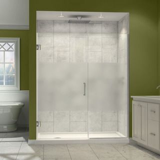 Dreamline Unidoor Plus 72 In. H X 49   50 In. W Frameless Hinged Shower Door, Half Frosted Glass