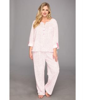 Carole Hochman Plus Size L/S Pajama Set Radiant Dots Womens Pajama Sets (White)