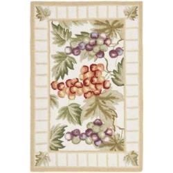 Hand hooked Fruits Ivory Wool Rug (18 X 26)