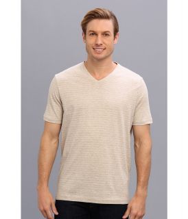 Perry Ellis S/S Cotton Stripe V Neck T Shirt Mens T Shirt (Beige)