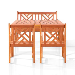 Vifah Tesera Bench seater Dining Set Tan Size 4 Piece Sets