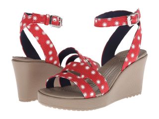 Crocs Leigh Graphic Wedge Womens Wedge Shoes (Red)
